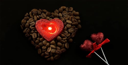 Heart of Coffee Beans Candlelight Still Life