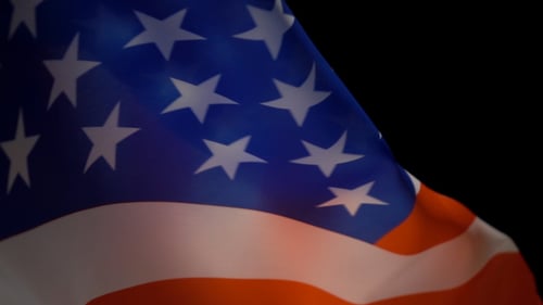 American Flag Close Up Waving in the Wind