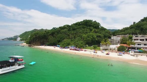 Aerial View of Tropical Beach with Turquoise Water