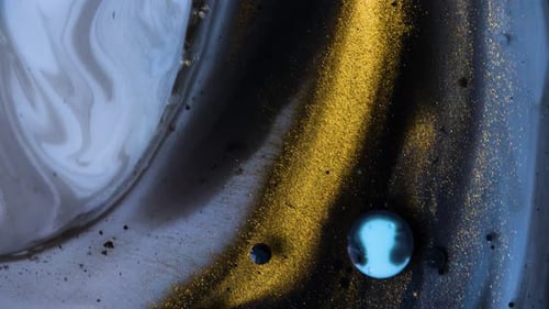 Abstract Acrylic Paint Spread Blast Explode Galaxy. Bright colored bubbles sparkling.