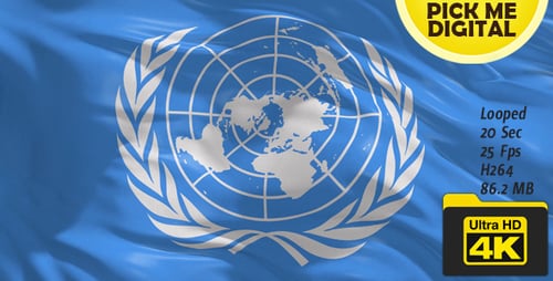 United Nations Flag Waving in Realistic 3D Animation Loop