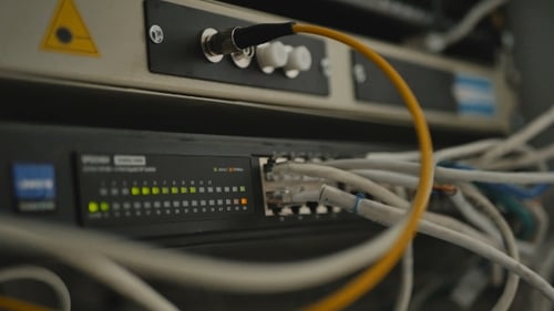 Close Up of Server Equipment and Cables