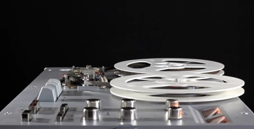 Analog Reel-to-Reel Tape Recorder Spinning