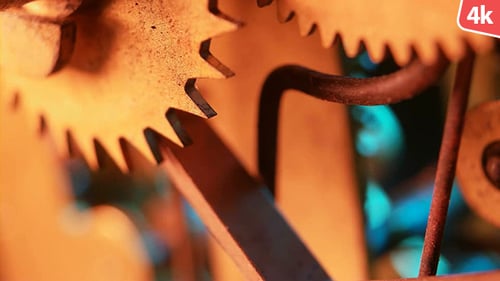 Clock Gears Turning Close Up