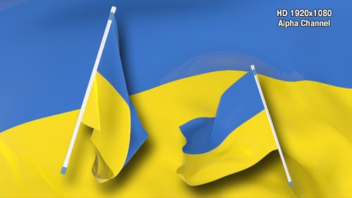 Realistic Waving Ukrainian Flag Animation Element