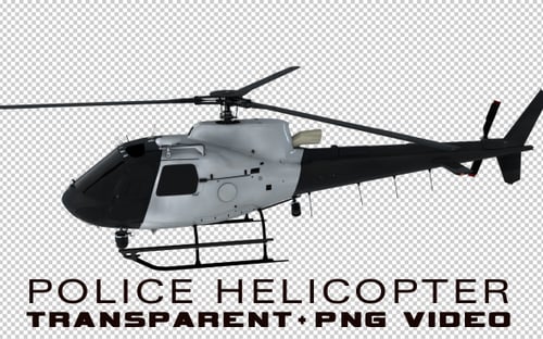Realistic Helicopter Flying with Transparent Background