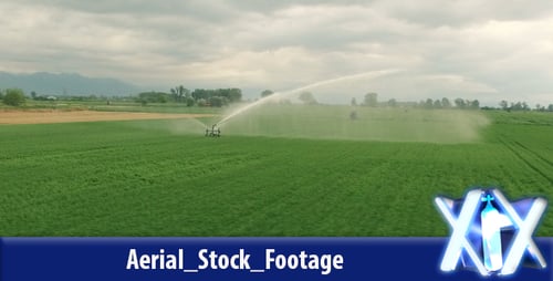 Irrigation Watering Crops On Farmland
