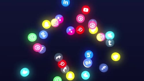 Neon Social Media Icon Heart Reveal Animation