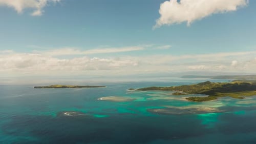 Tropical Island Aerial View with Turquoise Water