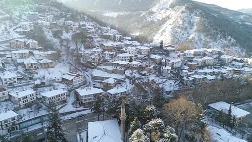 Historisches osmanisches Viertel, Winterlandschaft.