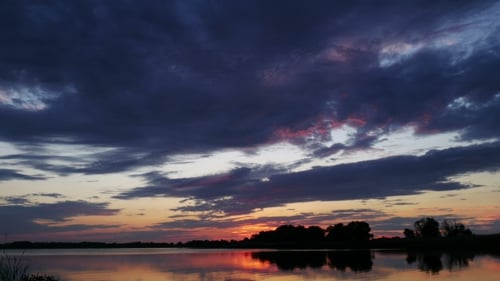 Colour Sunset Over The River