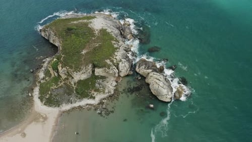 Clean Sea Waves And Rocks Aerial View 11