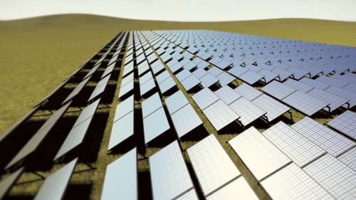 Animated Solar Panel Field for Sustainable Energy Concepts
