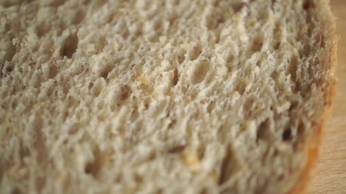 Extreme Close Up of Sliced Bread with Seeds