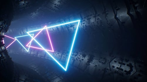 VJ Neon Triangle Scifi Tunnel 4K Loop