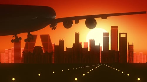 Madrid Spain Skyline Sunrise Landing