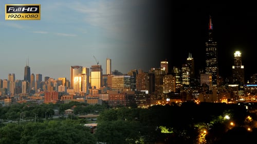 Golden Chicago Skyline at Sunset