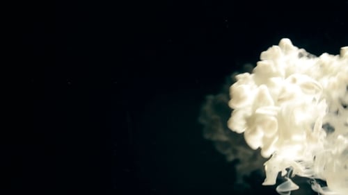 Abstract White Ink Swirling in Dark Liquid