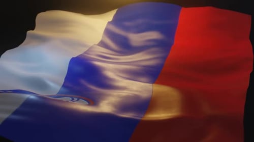 3D Realistic Waving Flag Animation Loop