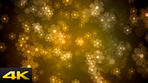 Animated Golden Flower Bokeh Particles Background