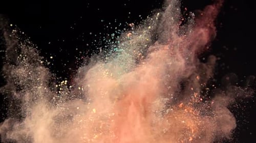 Bunte Pulverexplosion in Zeitlupe