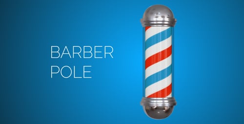 Classic Barbershop Pole Animation with Rotating Red and Blue Stripes
