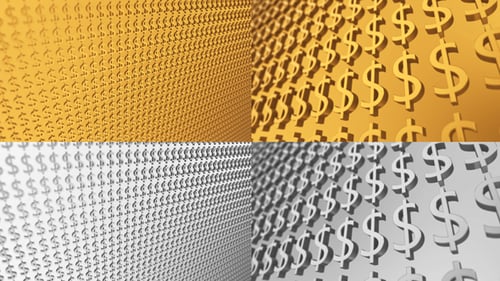 Animated Gold and Silver Dollar Signs Seamless Scrolling Background