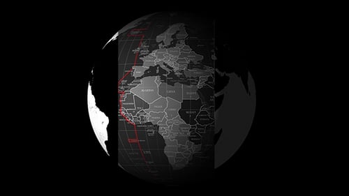 Digital Earth Globe with Animated Travel Path Rotation