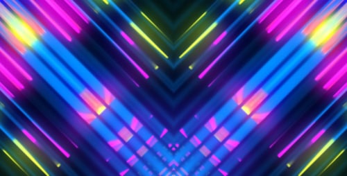 Vibrant Glowing Neon Chevron Lines VJ Loop