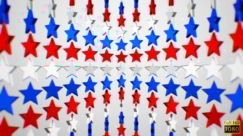 Patriotic Red White Blue Stars Looping Background Animation