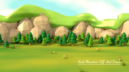 Cartoon Mountain Cliff And Forest