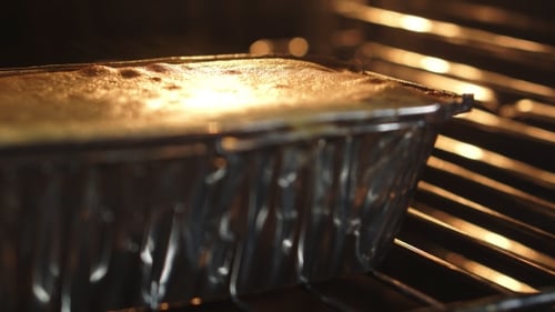 Dessert Baking in Oven, Close Up