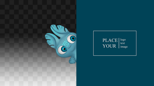 Animated Blue Creature Peeking and Winking with Alpha Channel