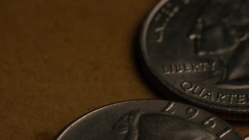 Rotierendes Stock-Bildmaterial von amerikanischen Münzen