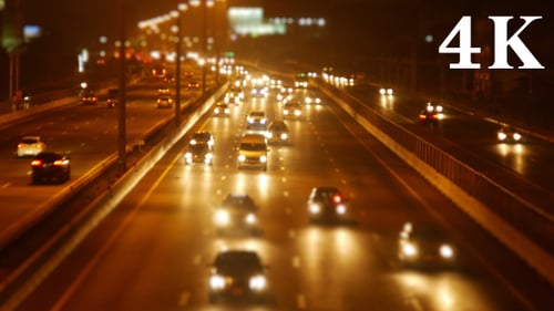 City Highway Traffic Time Lapse at Night