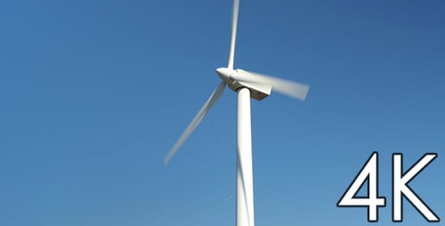 Wind Turbines Generating Clean Energy on Sunny Day