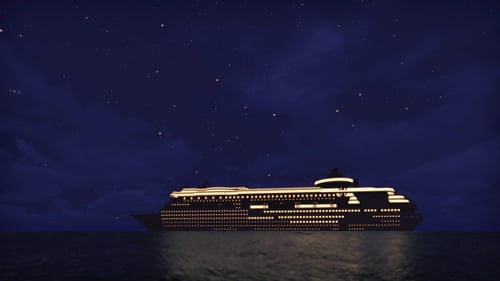Cruise Ship On The Sea - Night