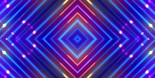 Abstract Neon Glowing Lines Geometric Background Loop