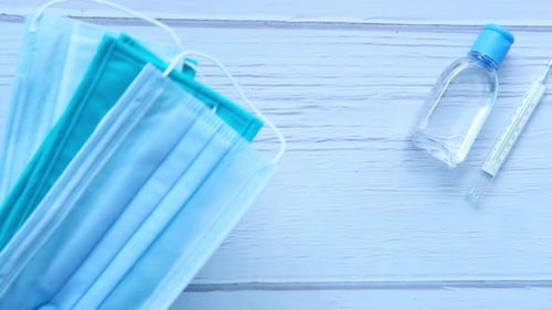 Medical Supplies Including Masks, Sanitizer and Thermometer