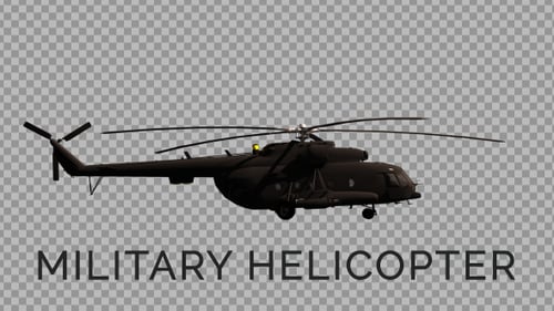 3D Military Helicopter Flying Side View