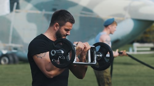 Strength Training At a Military Base.