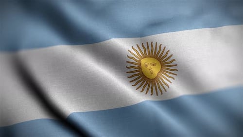 Argentina Flag Seamless Waving Loop with Fabric Texture