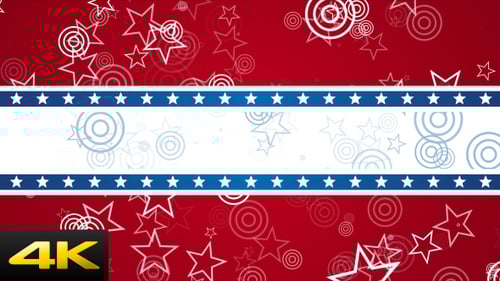 Patriotic Red White Blue Stars and Circles Animated Background