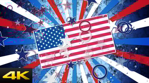 Patriotic American Flag with Red White Blue Animated Stars Background