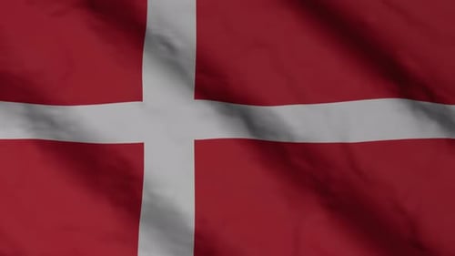 Realistic Waving Denmark Flag Seamless Loop Animation