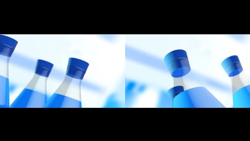 Clean 3D Blue Liquid Bottles Background Animation