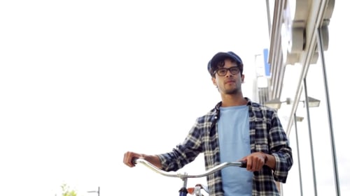 Man Walking With Fixed Gear Bike On Street 19