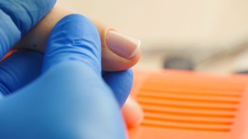 Applying Nail Art with Fine Brush, Close Up