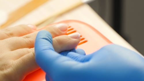 Applying Nail Polish On Nails With a Brush For Applying Nail Polish On Fingers