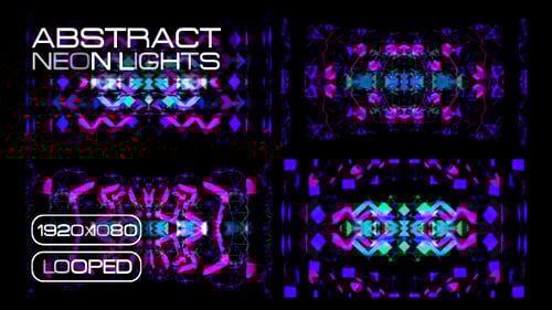 Abstract Neon Lights Looping Geometric Background